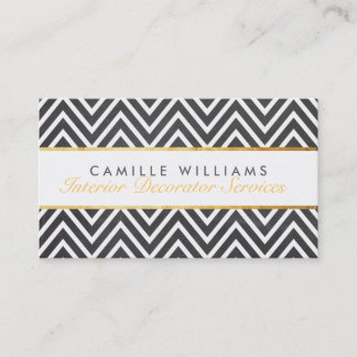 Tarjeta De Visita ELEGANT elegante tira de oro chevron tiza gris
