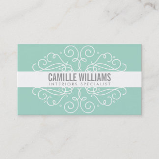 Tarjeta De Visita ELEGANT elegantes remolinos art nouveau menta fres