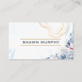 Tarjeta De Visita Elegant Floral Gold Line QR Code Business Card