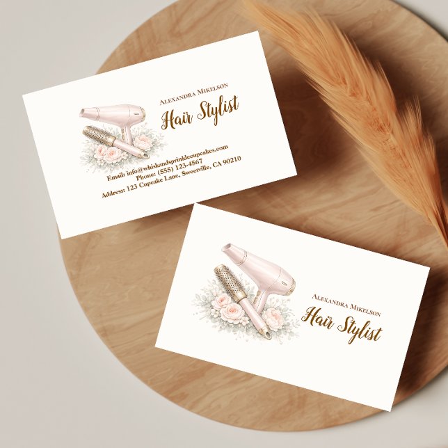 Tarjeta De Visita Elegant Floral Hair Stylist (Subido por el creador)