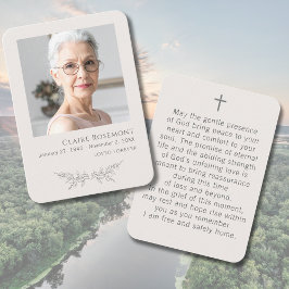 Tarjeta De Visita Elegant Floral Photo Funeral Prayer Card