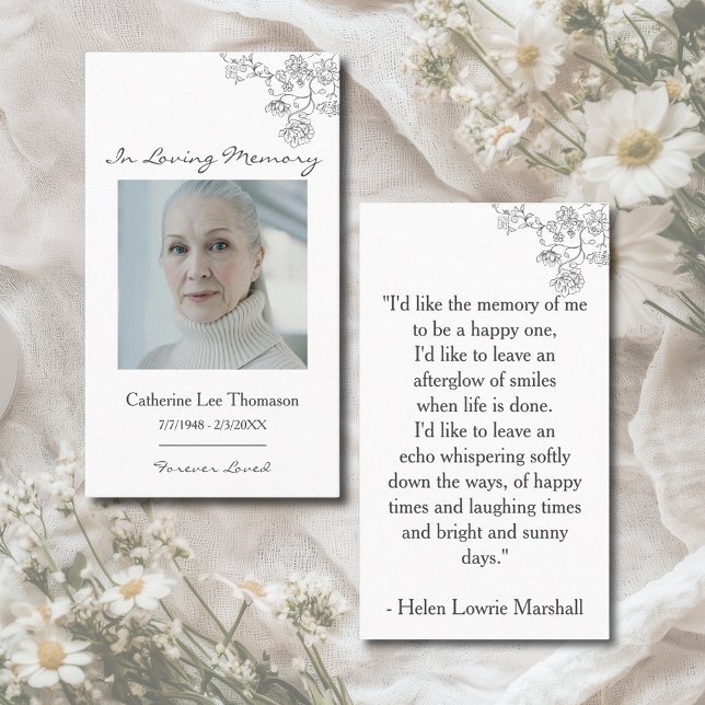 Tarjeta De Visita Elegant Floral Photo Prayer Card (Elegant Floral Photo Prayer Card
)
