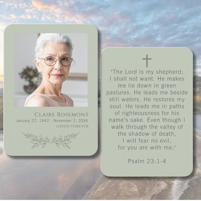 Tarjeta De Visita Elegant Floral Sage Green Psalm 23 Prayer Card (Elegant Floral Sage Green Psalm 23 Prayer Card
)