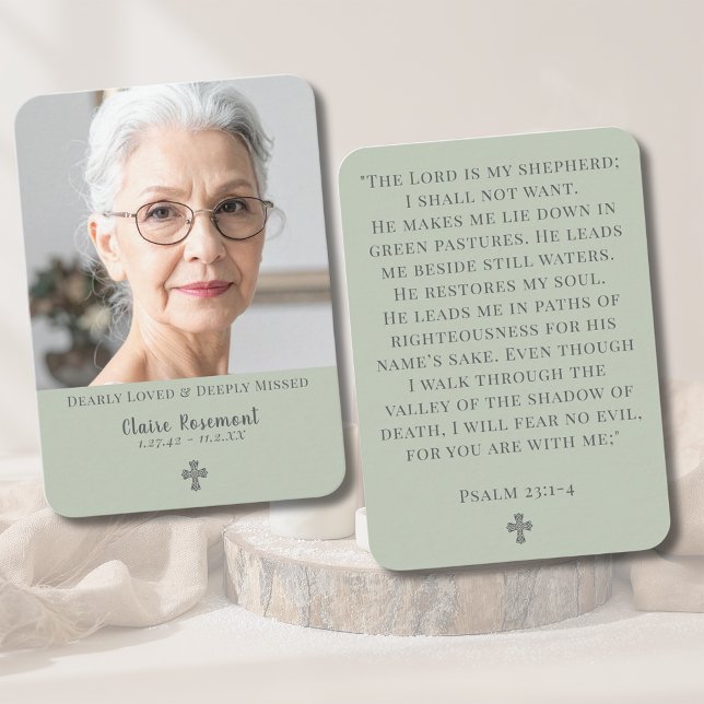 Tarjeta De Visita Elegant Funeral Cross Psalm 23 Photo Prayer Card (Elegant Funeral Cross Psalm 23 Photo Prayer Card
)