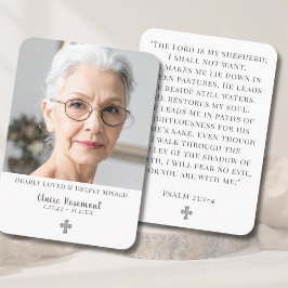 Tarjeta De Visita Elegant Funeral Photo Cross Prayer Card