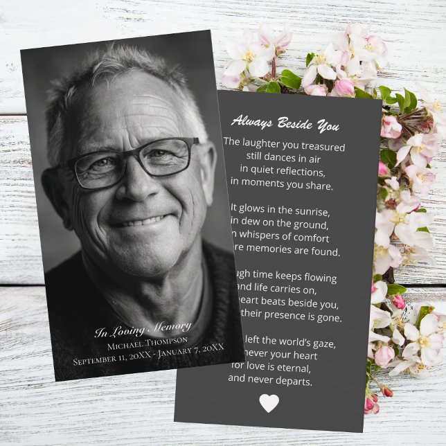 Tarjeta De Visita Elegant Funeral Photo Sympathy Memorial Prayer (Subido por el creador)