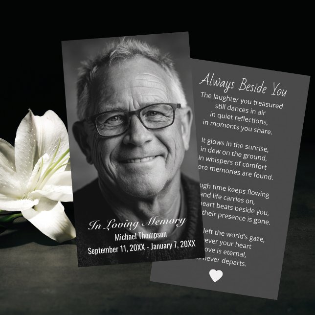 Tarjeta De Visita Elegant Funeral Photo Sympathy Memorial Prayer (Subido por el creador)