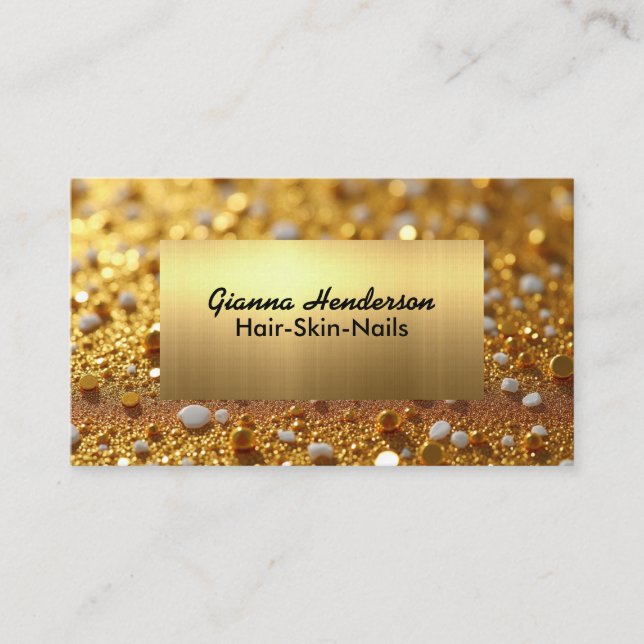 Tarjeta De Visita Elegant Gold And Gold Glitter  (Anverso)