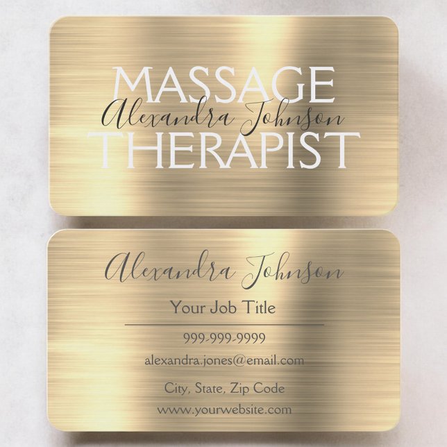 Tarjeta De Visita Elegant Gold Massage Therapist (Subido por el creador)