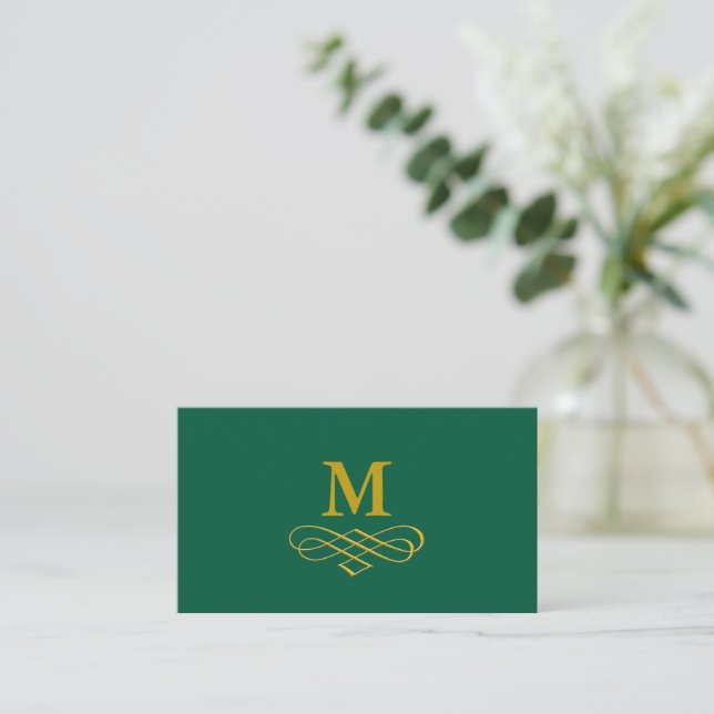 Tarjeta De Visita Elegant Gold Monogram and Calligraphy (Anverso de pie)