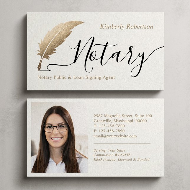 Tarjeta De Visita  Elegant Gold Notary Calligraphy Business Card (Subido por el creador)