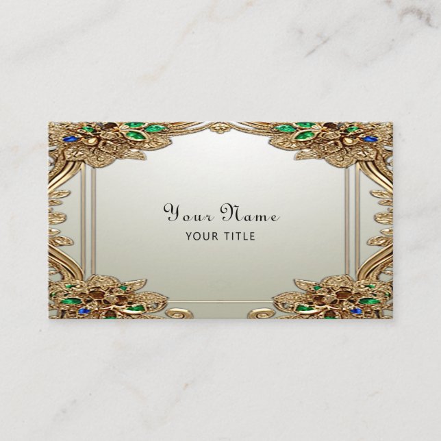 Tarjeta De Visita Elegant Gold Ornate Business Card (Anverso)