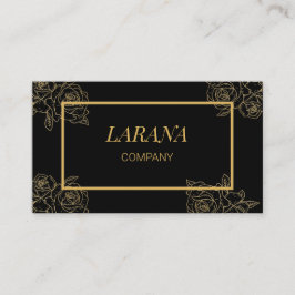 Tarjeta De Visita Elegant Gold Roses Black Luxury Professional