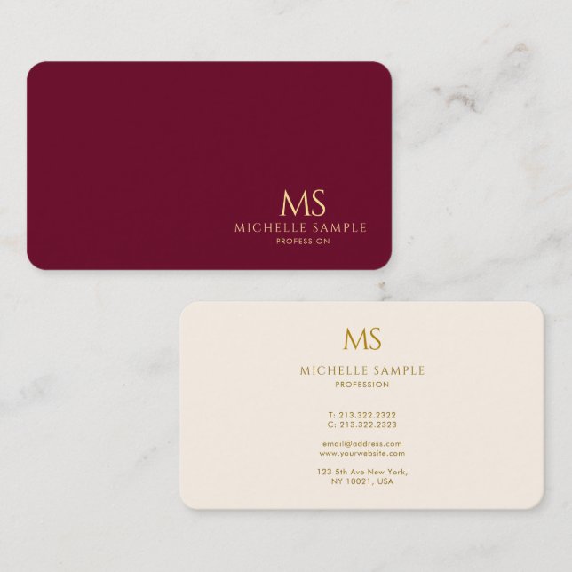 Tarjeta De Visita Elegant Gold Text Monogram Luxury Premium Silk (Anverso / Reverso)