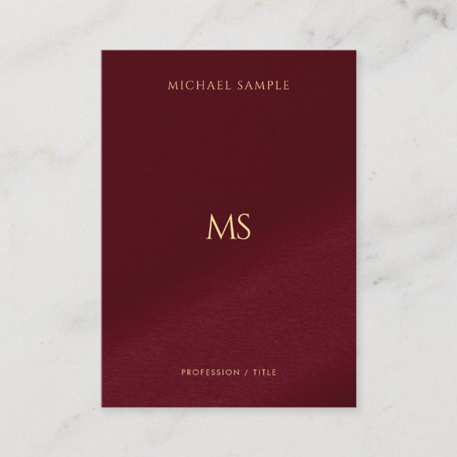 Tarjeta De Visita Elegant Gold Text Monogram Vertical Luxury Thick (Anverso)