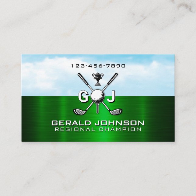 Tarjeta De Visita Elegant Golf Monogram Design (Anverso)