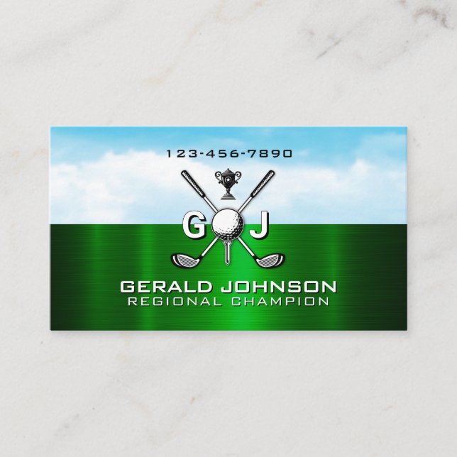 Tarjeta De Visita Elegant Golf Monogram Design (Anverso)
