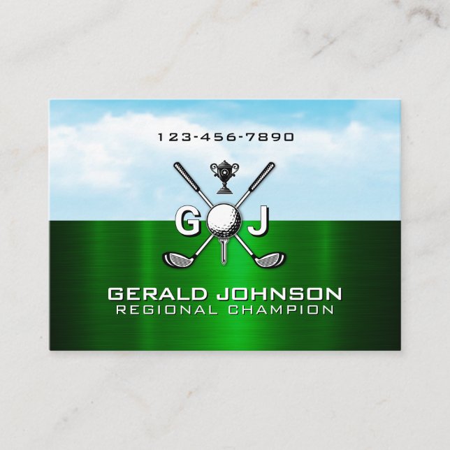 Tarjeta De Visita Elegant Golf Monogram Design (Anverso)
