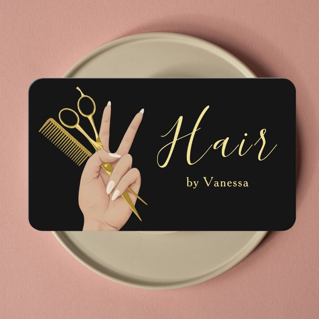 Tarjeta De Visita Elegant Hairstylist Hairdresser Luxury Hair Salon (Subido por el creador)