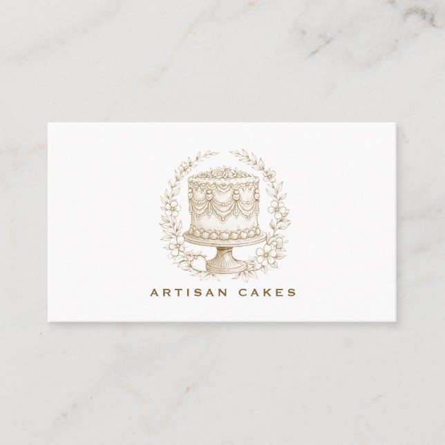 Tarjeta De Visita Elegant Hand Drawn Cake Bakery (Anverso)