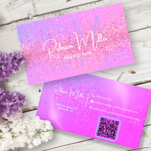 Tarjeta De Visita Elegant Holographic Iridescent Pink Business Card (Subido por el creador)