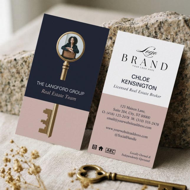 Tarjeta De Visita Elegant Home Real Estate Key Professional Photo (Elegant Home Real Estate Key Professional Photo Business Card)