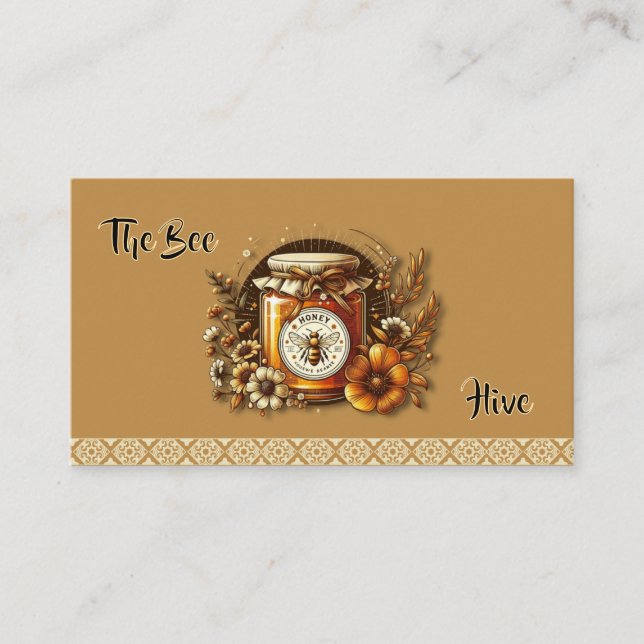 Tarjeta De Visita Elegant Honey Jar for Beekeepers & Honey Producers (Anverso)