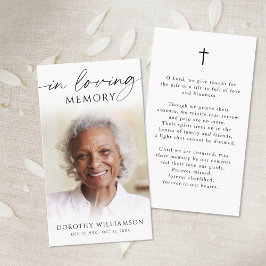 Tarjeta De Visita Elegant In Loving Memory Photo Cross Prayer Card