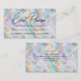 Tarjeta De Visita Elegant Iridescent Holographic Agate Marble