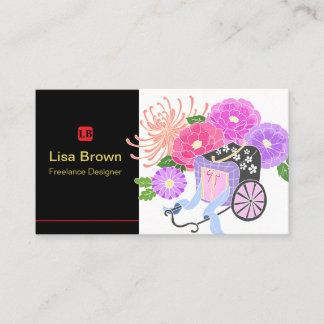 Tarjeta De Visita Elegant Japanese Flower Design Business Card
