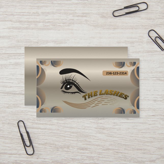 Tarjeta De Visita Elegant Lash Artist Business Card – Customizable E (Anverso/Reverso In Situ)