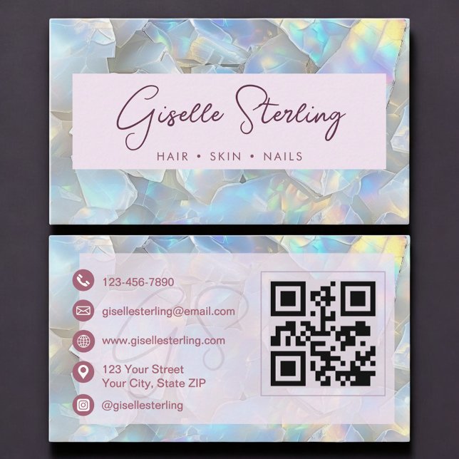 Tarjeta De Visita Elegant Lavender Opal QR Code Professional (Subido por el creador)