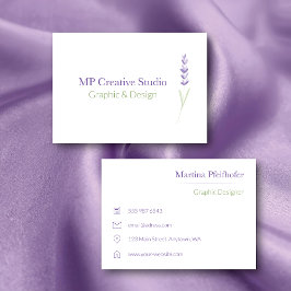 Tarjeta De Visita Elegant Lavender Sprig Botanical Design
