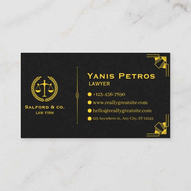 Tarjeta De Visita Elegant Law & Justice Business Card | Attorney  (Reverso)