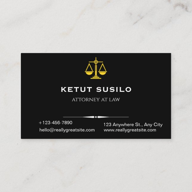 Tarjeta De Visita Elegant Lawyer Business Card | Attorney & Legal  (Reverso)