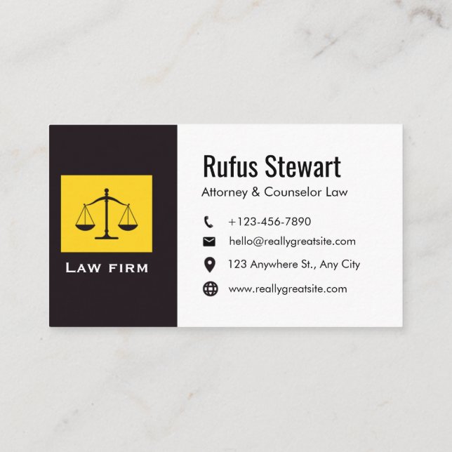 Tarjeta De Visita Elegant Lawyer Business Card | Attorney & Legal  (Reverso)