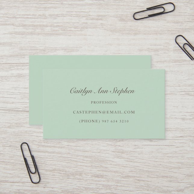 Tarjeta De Visita Elegant Light Teal Business Card (Anverso/Reverso In Situ)