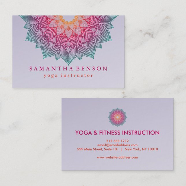 Tarjeta De Visita Elegant Lotus Flower Logo Yoga (Anverso / Reverso)