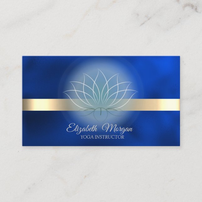 Tarjeta De Visita Elegant Lotus Royal Blue Yoga Instructor   (Anverso)