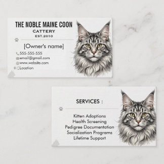 Tarjeta De Visita Elegant Maine Coon Cattery Business Card 