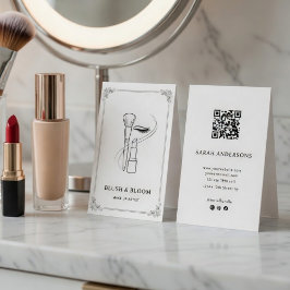 Tarjeta De Visita Elegant Makeup Artist Business Card with QR Code 