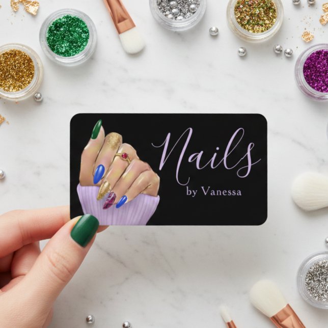 Tarjeta De Visita Elegant Manicurist Nail Technician Luxury Salon (Subido por el creador)