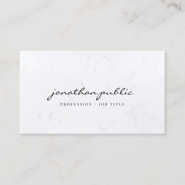 Tarjeta De Visita Elegant Marble Simple Template Script Profile (Anverso)