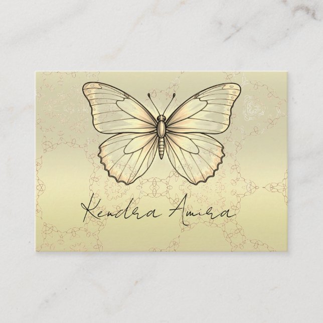 Tarjeta De Visita Elegant Metallic Classic Butterfly Business Card (Anverso)