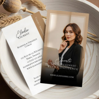 Tarjeta De Visita Elegant Minimal Consulting Coach Photo QR Code