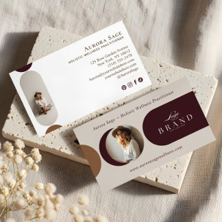 Tarjeta De Visita Elegant Minimal Holistic Celestial Moon Photo Luxe
