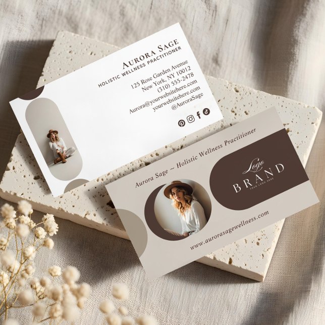 Tarjeta De Visita Elegant Minimal Holistic Celestial Moon Photo Luxe (Elegant Minimal Holistic Celestial Moon Photo Luxe Business Card)