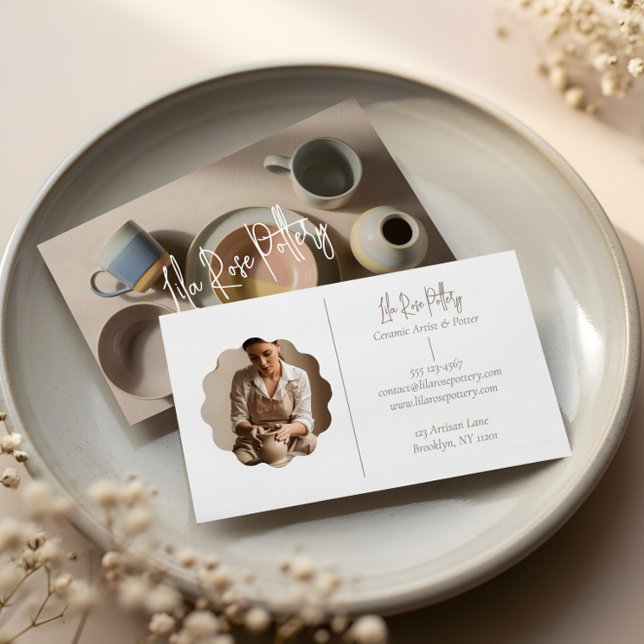 Tarjeta De Visita Elegant Minimal Modern hand Made Pottery Photo (Elegant Minimal Modern hand Made Pottery Photo Business Card)