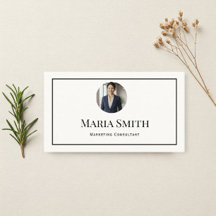 Tarjeta De Visita Elegant Minimalist white Business Card with QR 