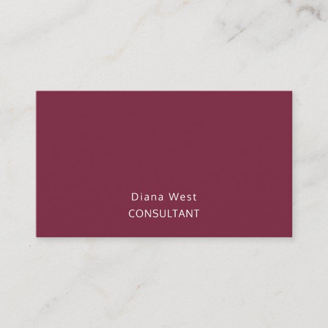 Tarjeta De Visita Elegant Modern Burgundy Red Business Card (Anverso)